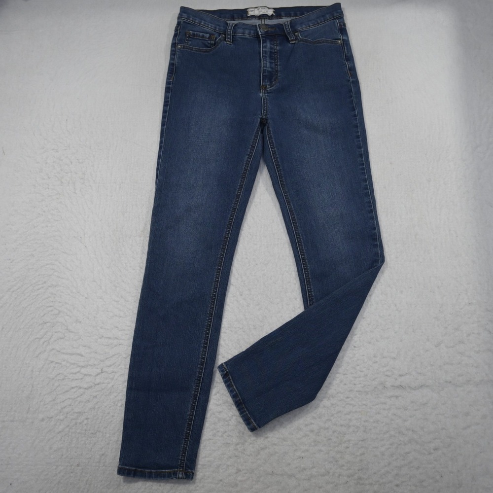 Free People Stretch Denim Blue Jeans Skinny Straight Womens Size 27 x‎ 27"